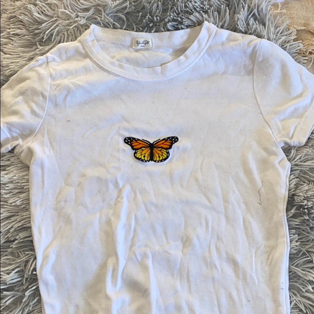 super cute white brandy butterfly top!